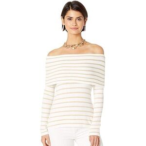 Lilly Pulitzer Christin Off Shoulder Coastal Shell Stripe Sweater Sise M.